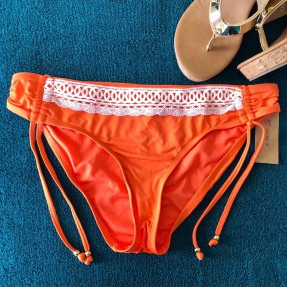 Cremieux Orange Bikini Bottom Size L Tunnel Tab Hipster Swimwear NWT